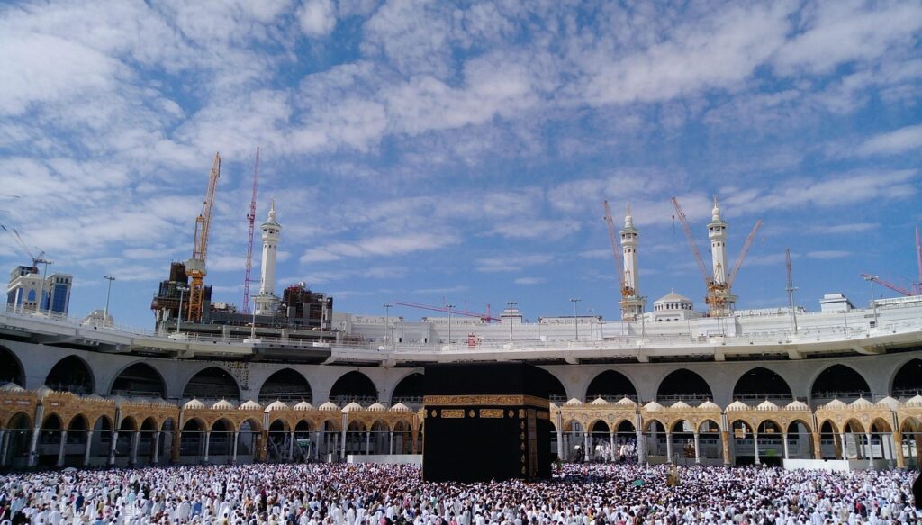Five Pillars of Islam illustration showing Shahadah Salah Zakat Sawm and Hajj